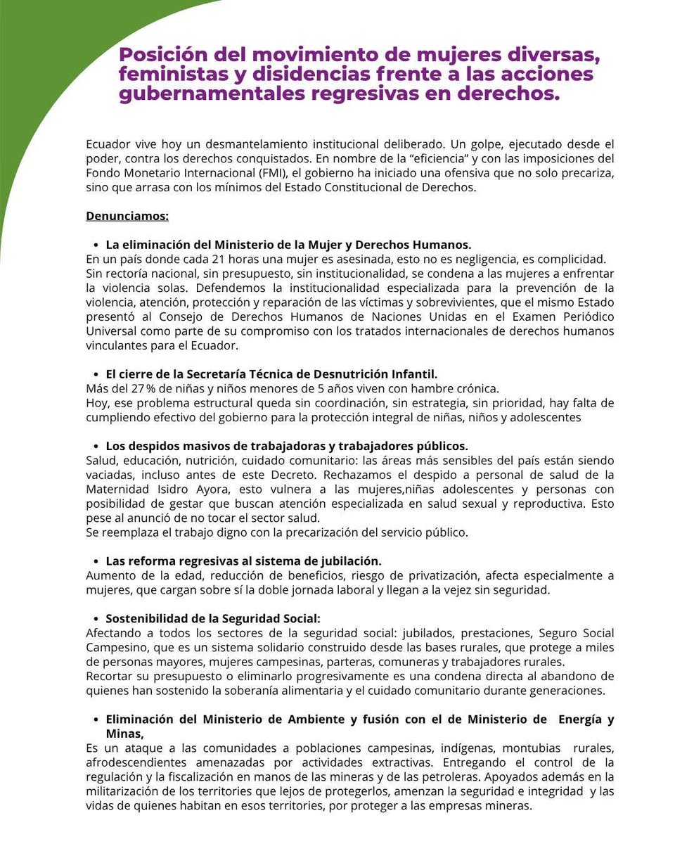 PRENSAVirtual_'s tweet image. #Ecuador|| &quot;Las acciones gubernamentales regresivas en derechos. #Ecuador vive un desmantelamiento institucional deliberado. Se ejecuta un golpe de Estado contra el pueblo y contra los derechos conquistados. Bajo la &quot;emergencia&quot; y las imposiciones del Fondo Monetario…