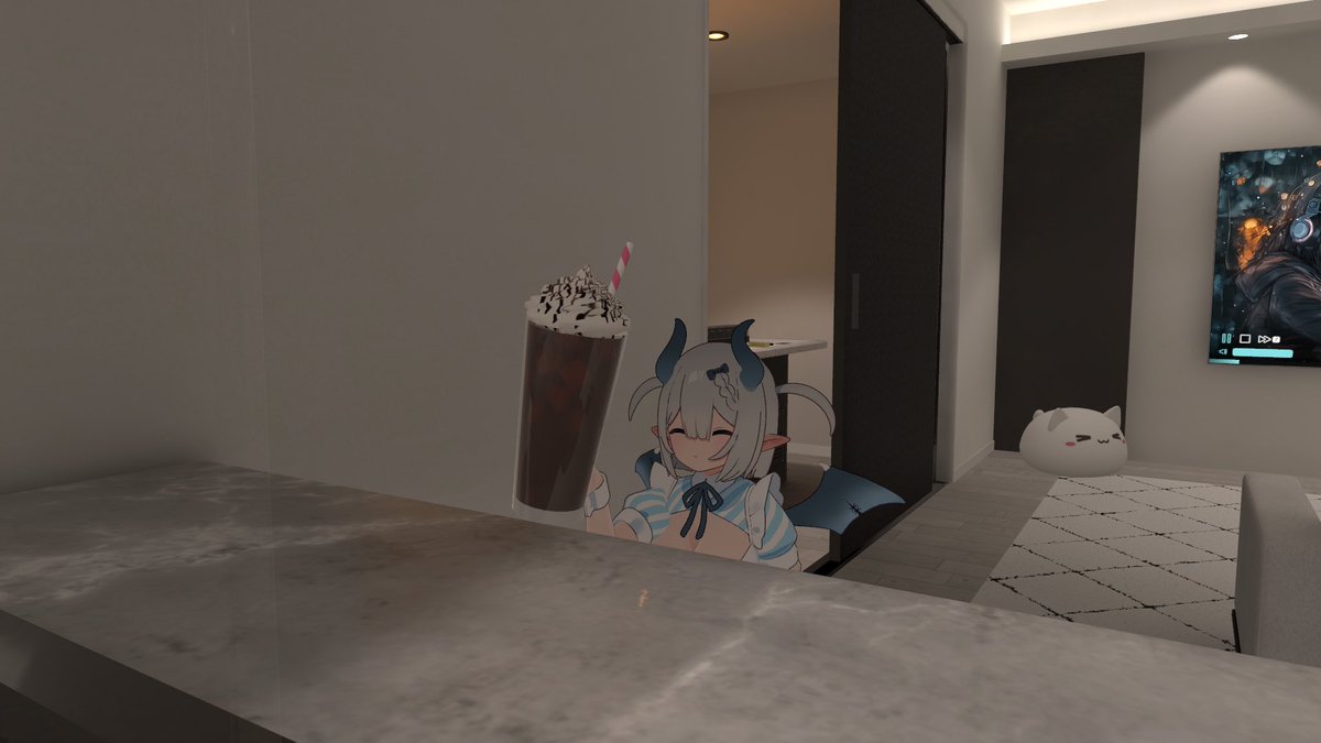 mtimtipurin's tweet image. フレさんに作ってもらった！
お子ちゃま舌やから言ったら生クリームとチョコソース盛盛！( *¯ ꒳¯*)一緒に乾杯もした！安心感があるとやっぱり良いね(꒪ˊ꒳ˋ꒪)

FUJIYAMAで人酔いしたけ心配かけたけどフレさん優しかった_(　_*`ω､)_{ｱﾝｼﾝ
 #VRchat