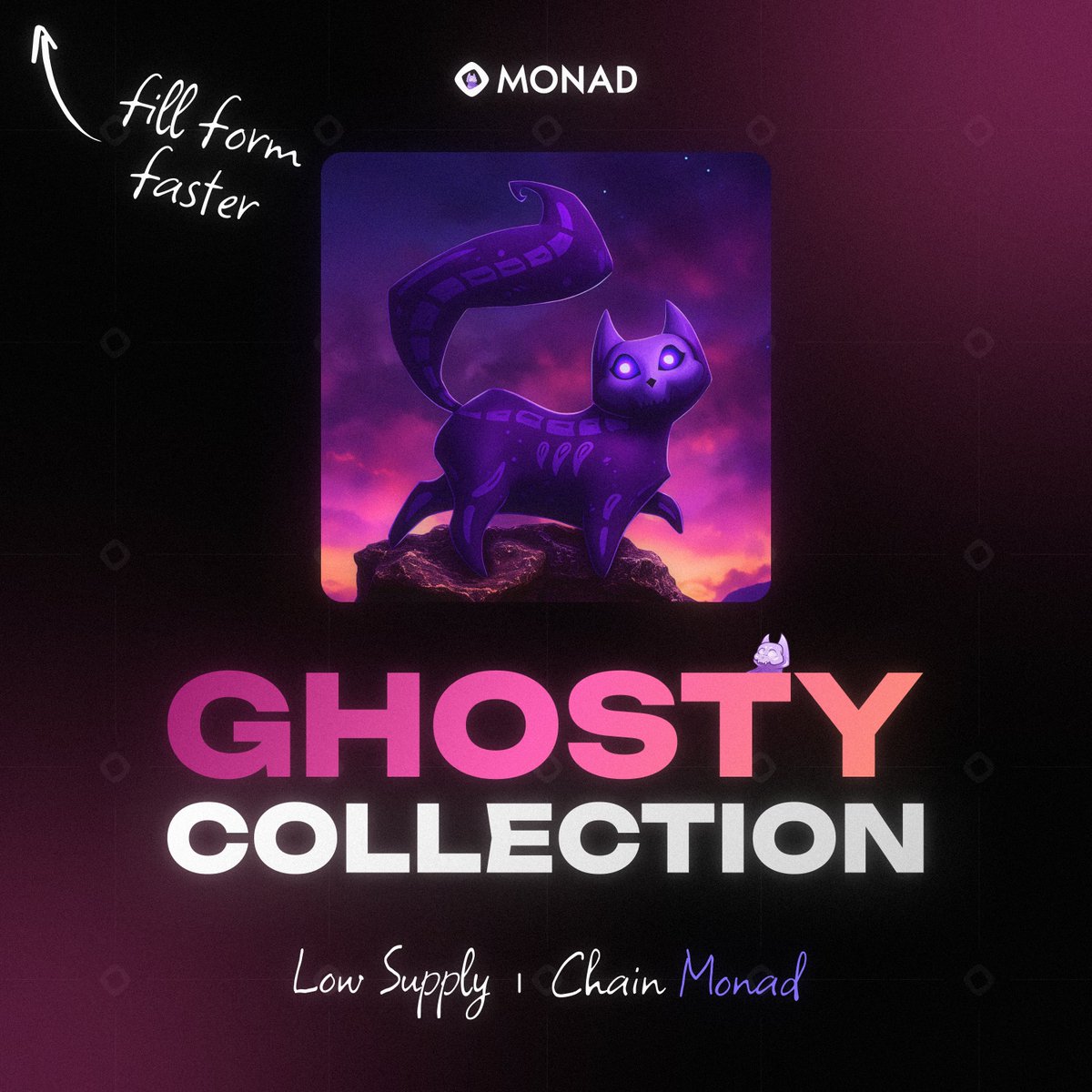 MonGhostyCats's tweet image. 😈 Ghosty Cats NFT Whitelist Form

Fill it out now 👇
forms.gle/wvETG3QC8hFC9v…

- Low supply
- Chain @monad    

Collaborations Open

The form can close at any moment! FCFS  👻👀