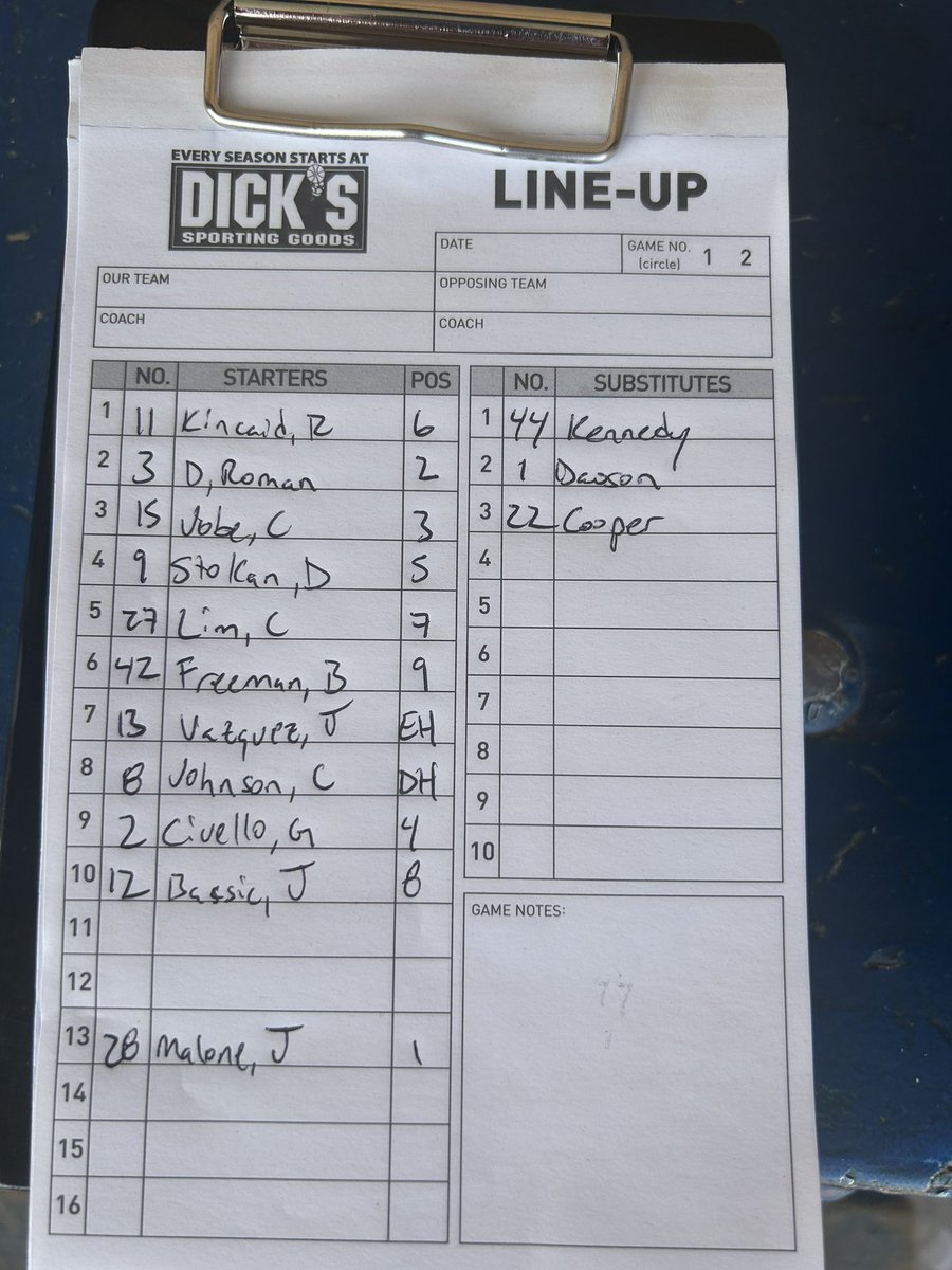 The lineups for <a href="/GPSTEXASBASEBA1/">GPS BASEBALL</a> Masanda and <a href="/WowFactor_DFW/">Wow Factor-North TX</a> are in.

Winner plays for the big prize at 1 PM.