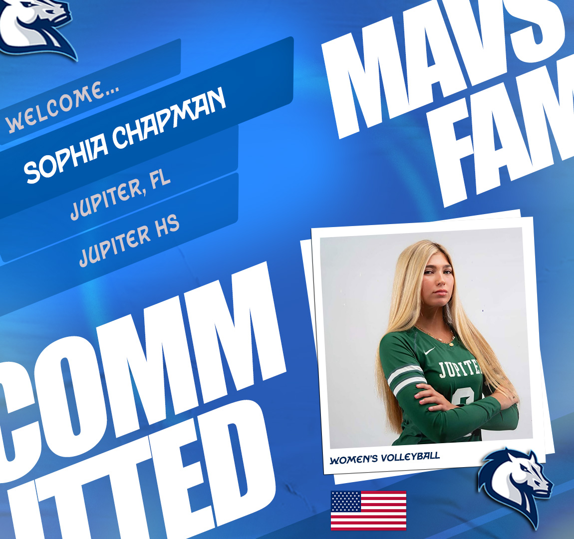 MercyMavericks's tweet image. Today we welcome Sophia Chapman who joins volleyball in the fall from Jupiter High School in Florida!