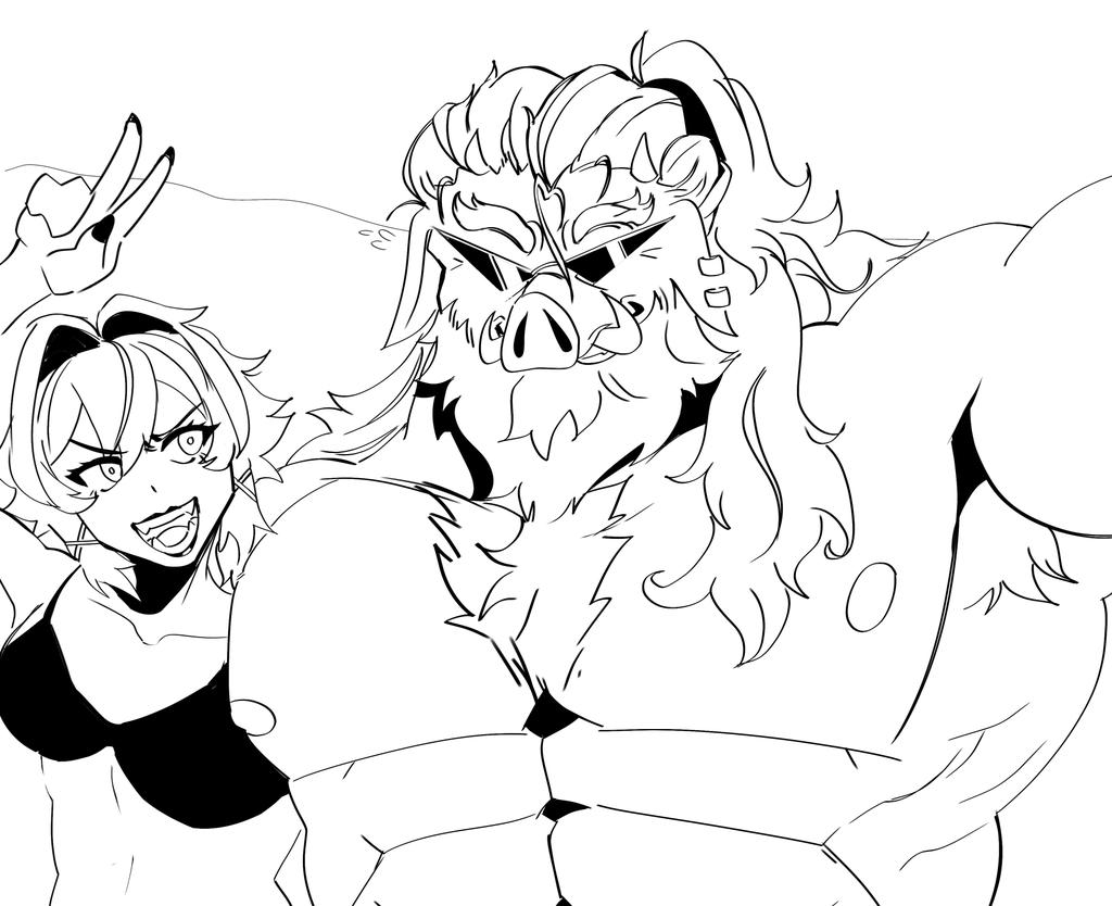 Cesar and Big Daddy just chilling on the beach muejeje (Just a quick sketch to keep the account from dying) ❤️‼️‼️‼️‼️‼️