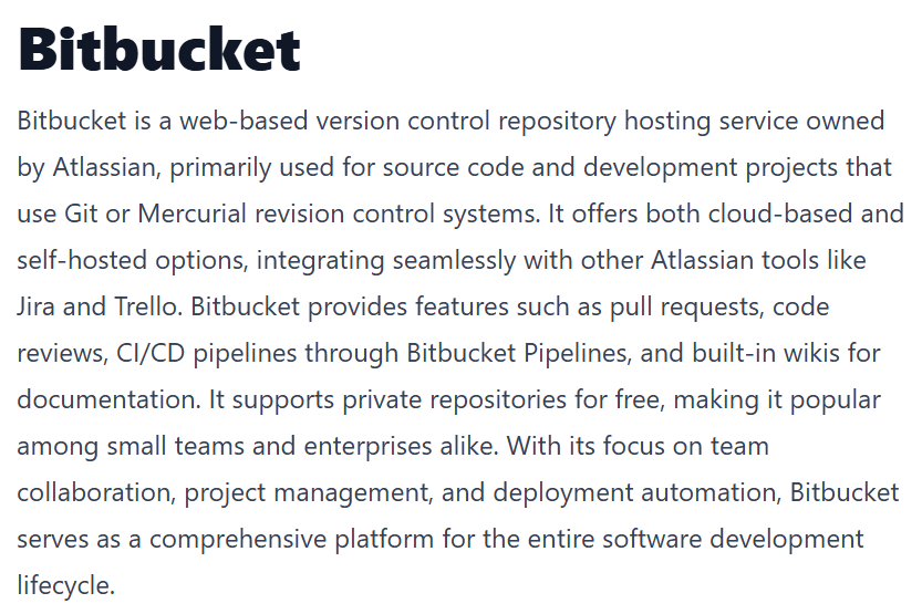 savyata55's tweet photo. #LSPPDay57 
Today, I explored bitbucket. It stands out for deep jira and trello integration, BitBucket Pipelines, Smart Mirroring and IP whitelisting. Built in wiki's for documentation is a plus.
#60DaysOfLearning2025 #LearningWithLeapfrog
@lftechnology https://t.co/hc69elB5Xn