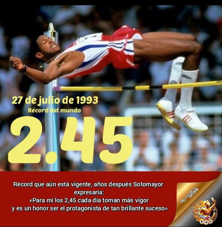 32 años, hoy  27 de Julio de 1993, récord mundial. FELICIDADES! Al grande de las alturas, nuestro respeto hacia Sotomayor. #CubaEsDeporte