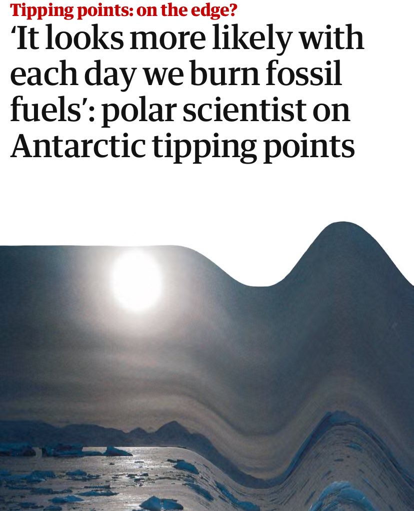 Antarctica is on the verge of tipping.
Indeed, it might have already tipped.

There’s 80 METRES of sea level rise locked away in Antarctic ice. 

How much has our fossil-fuel-sponsored-politics ensured is heading for a coastal town or city near you?