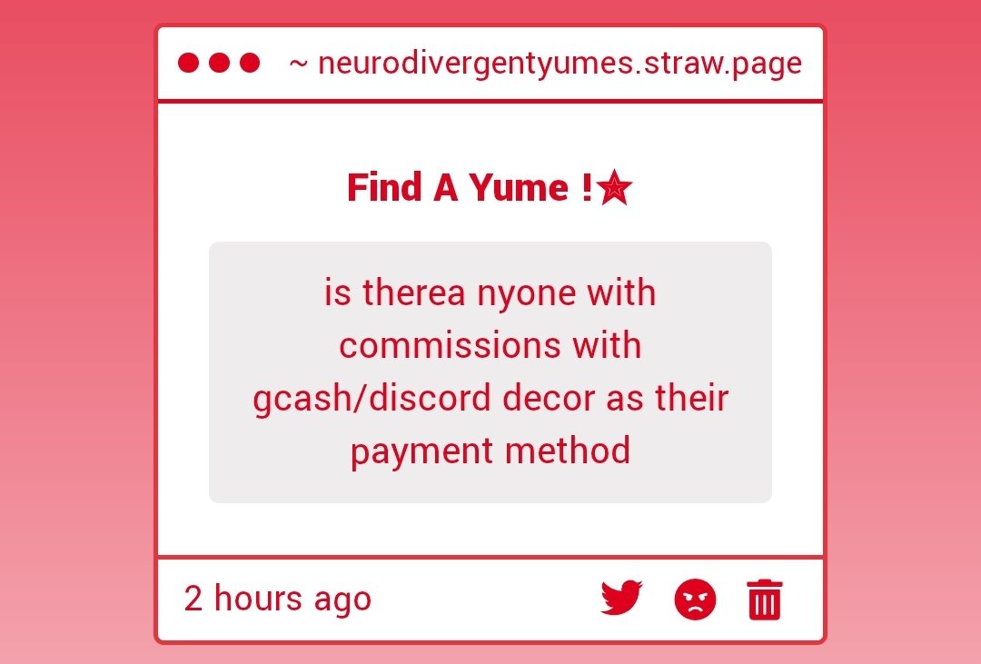 neurodivyume's tweet image. C0mms Search ✧
" is therea nyone with c0mmissions with gc a sh/discord decor as their p/a/yment method "