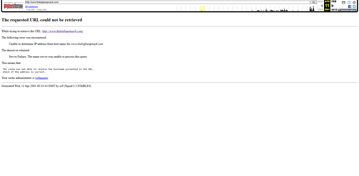 So I went as far back as I could on TheBigBangMay6.com on Internet Archive to see what the first imprint was this page. This is what I found.

To all #WCW fans from back in the day, I have to ask: was there ever an screencap of a site design from 2001? #TheBigBangMay6