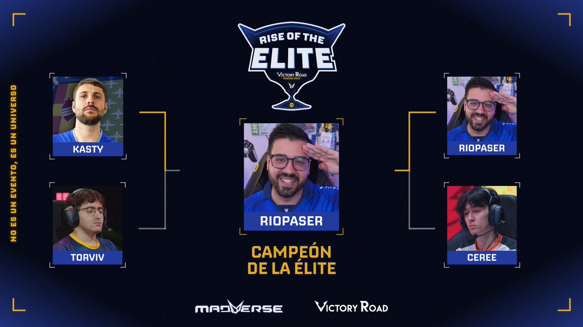 ¡Enhorabuena a Eric Rios (<a href="/riopaser/">Eric Rios</a>), campeón del Rise of the Elite! 🏆 #PokemonVGC

¡Gracias a todos los participantes del clasificatorio de ayer y a quienes habéis seguido el torneo desde casa! ❤️💜