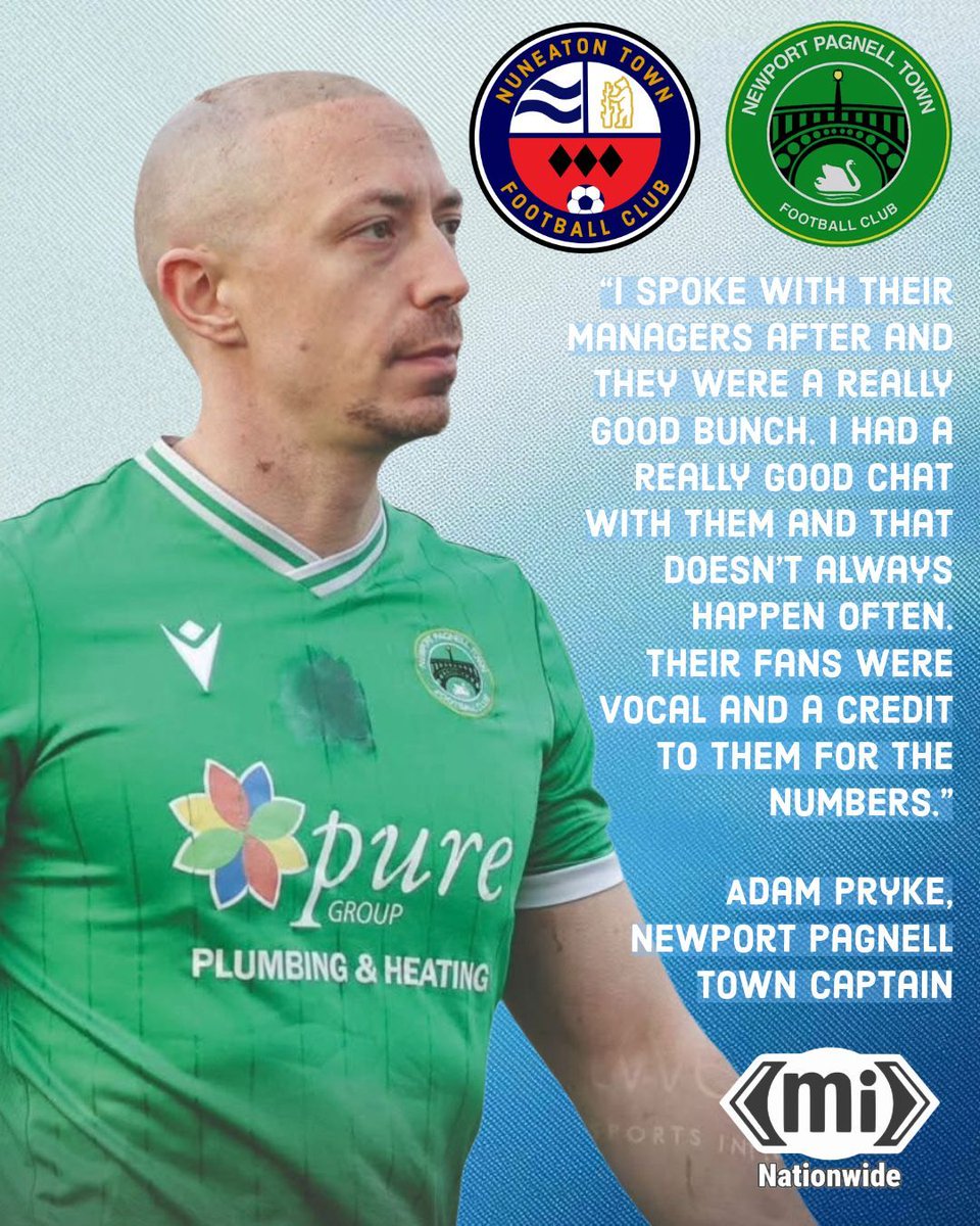 NuneatonTFC's tweet image. Thank you to @nptfc for their welcome and hospitality yesterday, and for the kind words from their captain Adam Pryke.