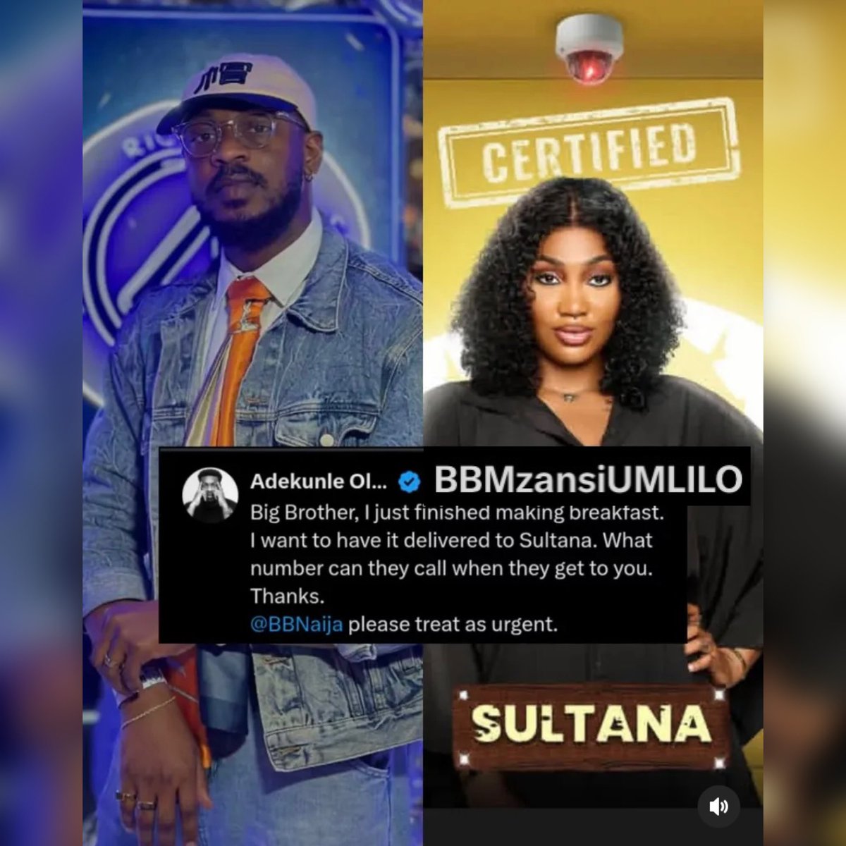 Adekunle on Sultana's matter #BBNaijaS10