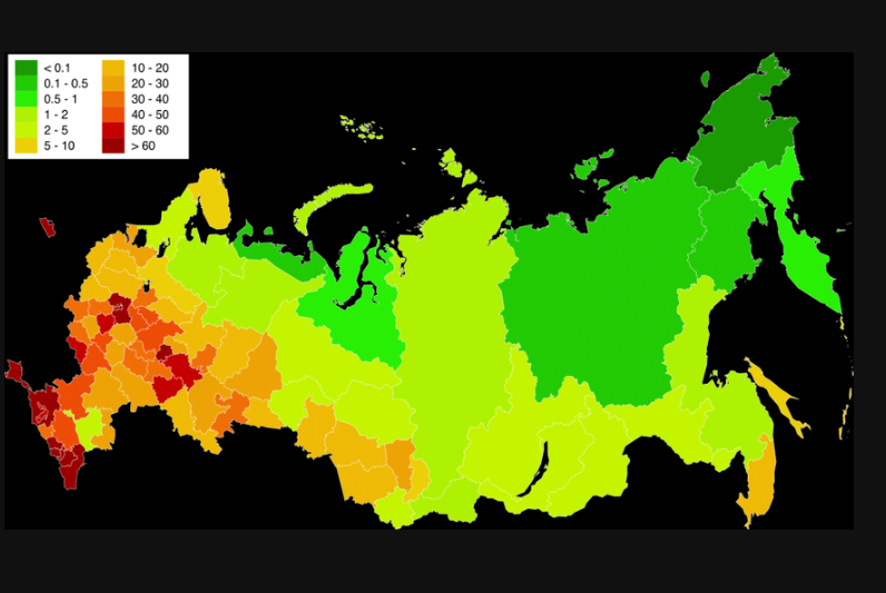 Thunder_Owl's tweet image. yeah, good old "giant russia" myth. Land mass? Sure. Anything else? Not so much. Also known as "you shouldn't talk nuclear strikes, if YOUR population density maps look like this"
#russia #empty