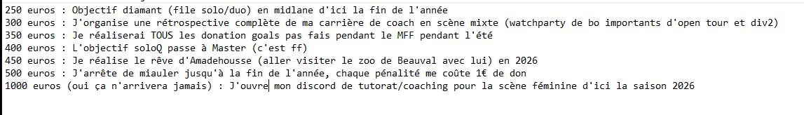 Diane_Alienor's tweet image. Puisqu'on a ENCORE atteint le donation goal max hier, voici les nouveaux (et derniers) donation goal pour aujourd'hui !
On se voit en stream vers 15h