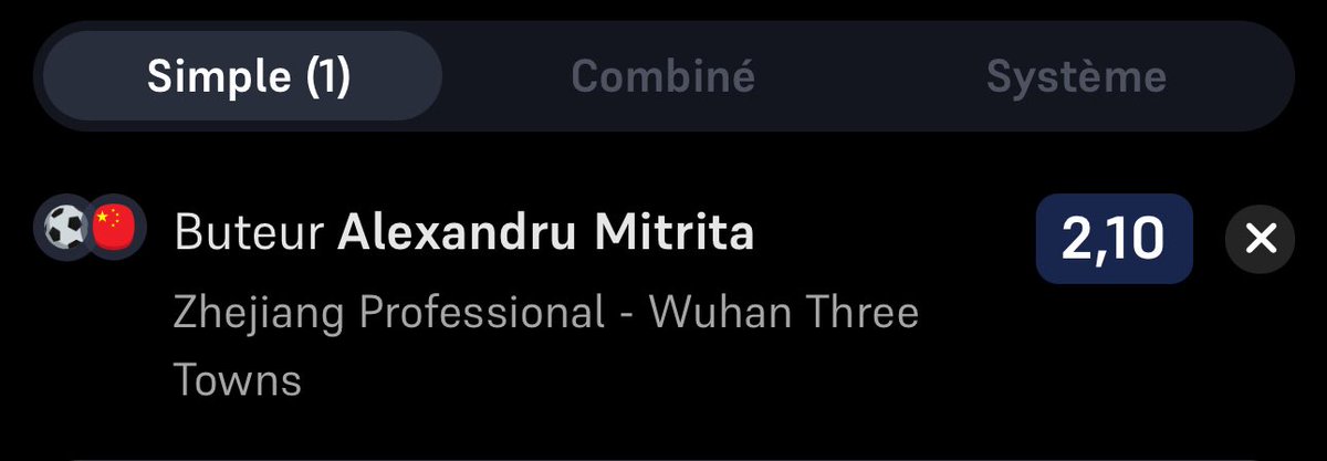 NEXENPRONOS's tweet image. ⚽️🇨🇳 Bet CSL
🎯 A. Mitrita @ 2,10
En pointe + il est en feu 🔥
❤️🔥 Like si tu suis