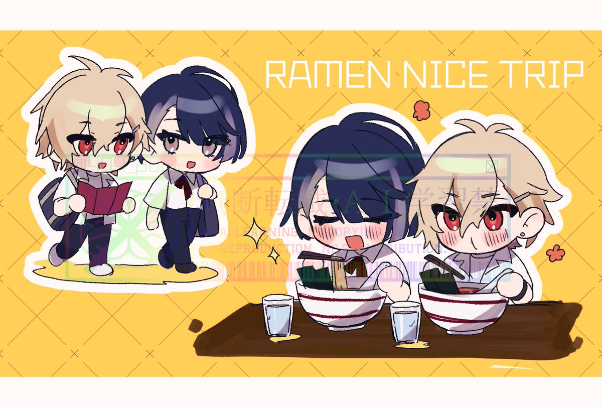 これはみとネキのお誕生日祝いとﾗｰﾒﾝ付き合ってくれてありがと絵(タイトル)