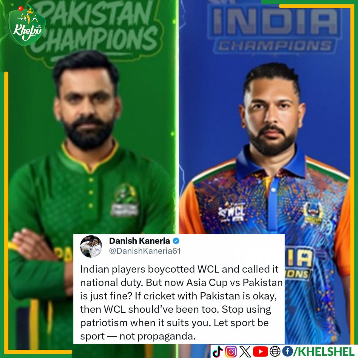khelshel's tweet image. Danish Kaneria slams Indian players for boycotting the #WCL2025 match.
#Cricket | #Pakistan | #DanishKaneria | #AsiaCup | #India