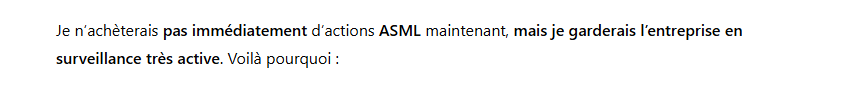 ApprendEnsemble's tweet image. 🤖 J'ai fait un test sur 4 actions en demandant à Chat GPT si je devais l'acheter maintenant ... Voici ses réponses 🙂🙃
Air Liquide 👉 Non ❌
Alphabet 👉 Oui ✅
ASML 👉 Non ❌
LVMH 👉 Oui ✅
🤔 Puis je lui ai demandé d'en choisir 2 entre les 4 à acheter maintenant pour voir…
