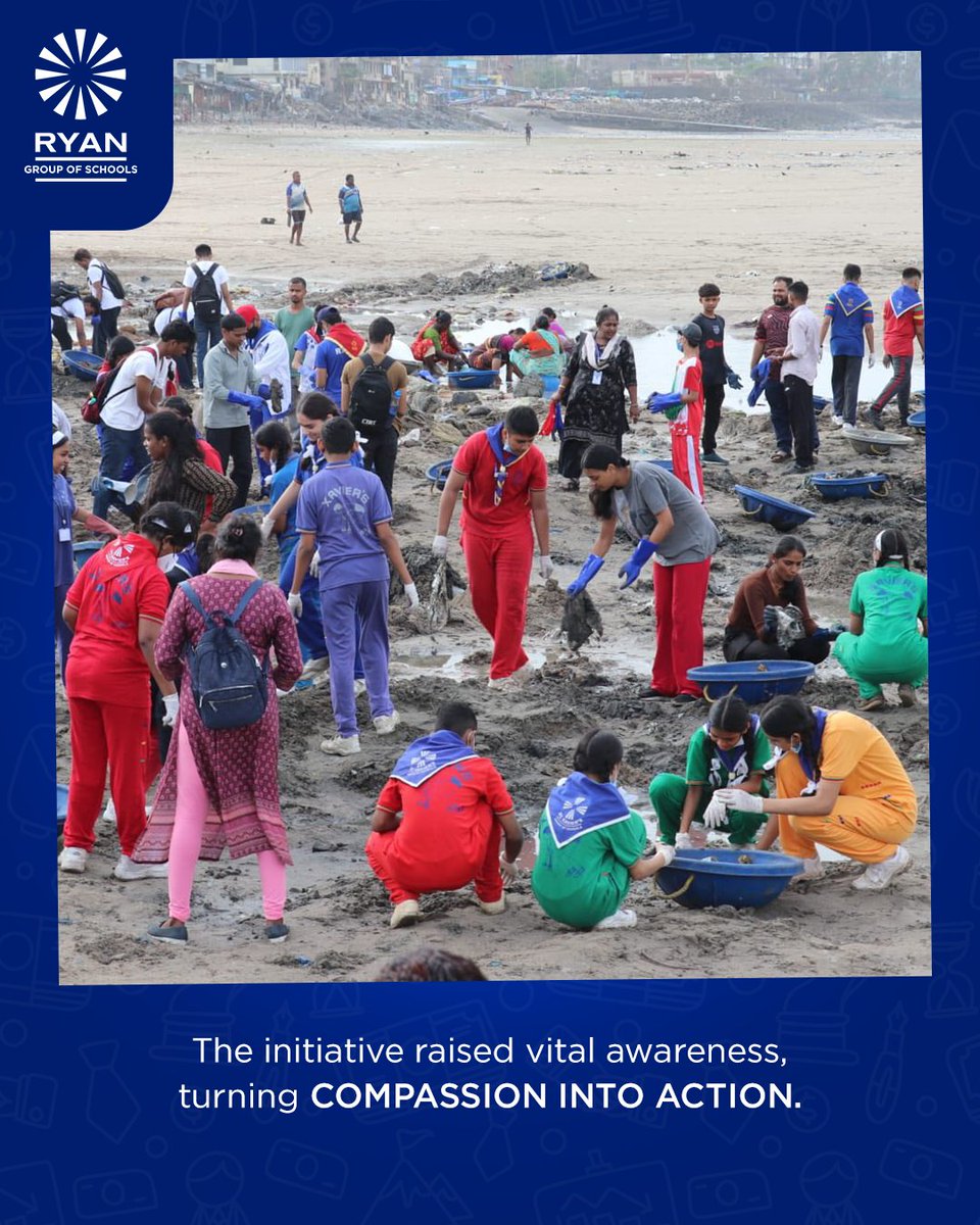 Ryanites from Ryan International School Malad, (ICSE &amp; ISC) and other Ryan Group of Schools joined Afroz Shah at Versova Beach, clearing 16,000+ kgs of marine waste.
A powerful step toward ocean conservation and responsible change.

#RyanGroupOfSchools #BeachCleanup