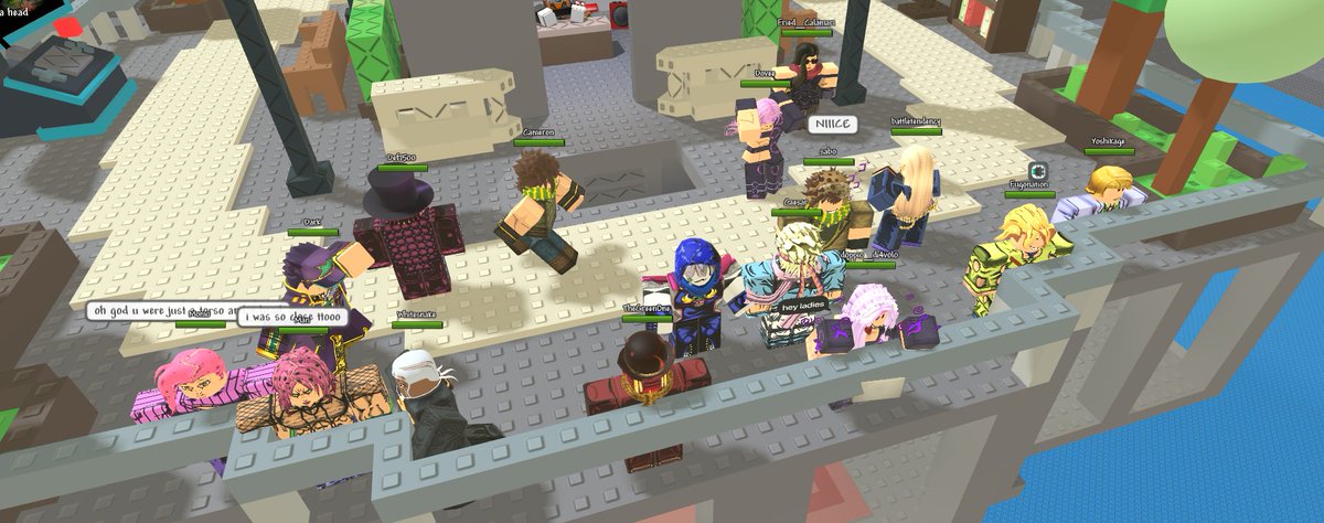 ShellPluck's tweet image. Getting into a Something Evil Will Happen lobby filled entirely with random Jojo cosplayers was one of the most beautiful experiences I've had in Roblox