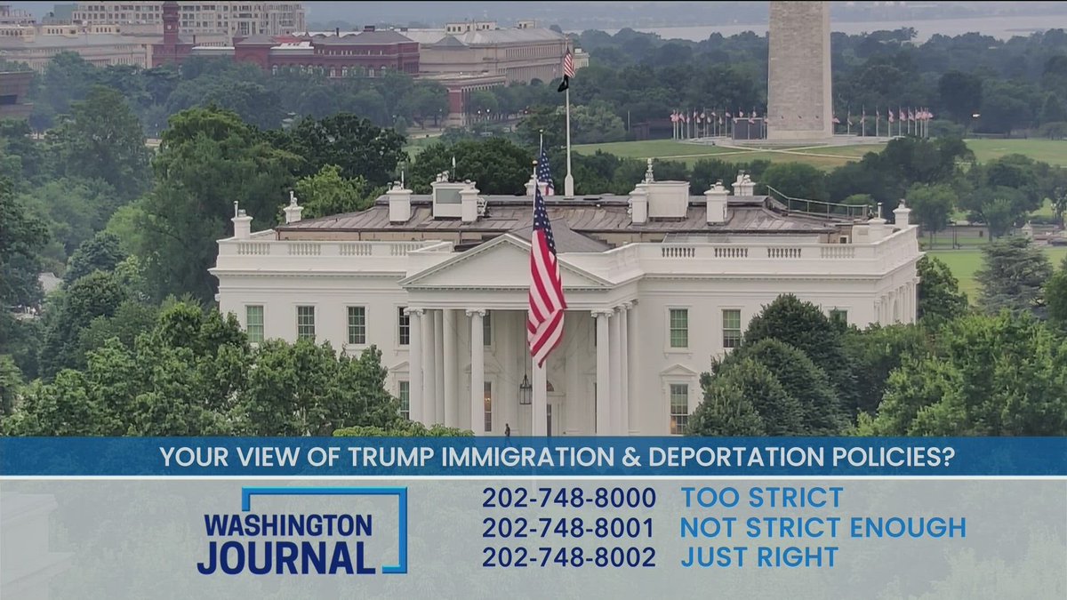 Washington Journal (@cspanwj) on Twitter photo Your View of Trump Administration's Immigration & Deportation Policies?
Call, text, or tweet: tinyurl.com/2sxtx3sk Your View of Trump Administration's Immigration & Deportation Policies?
Call, text, or tweet: tinyurl.com/2sxtx3sk
