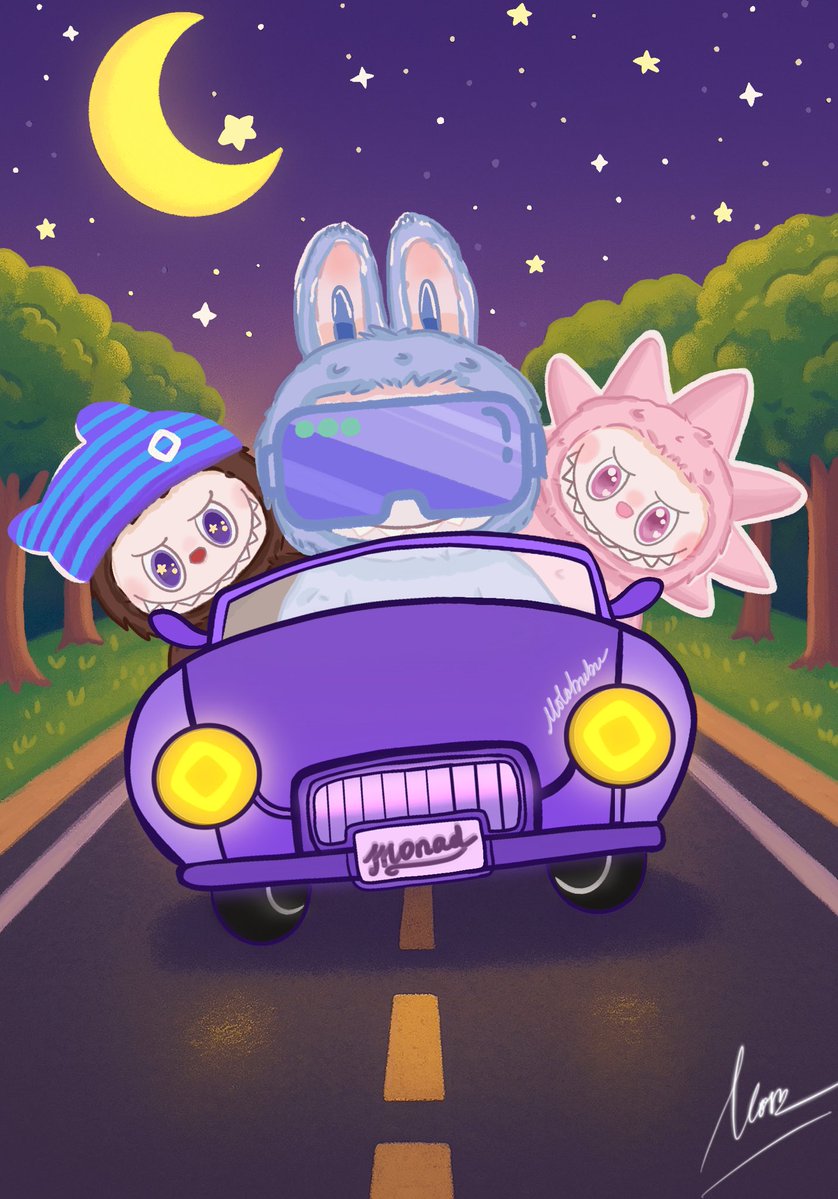 Moon 🌙 🎒⨀ (@monad2moon) on Twitter photo Adventure trips with Molabubu! 🚗🌙
This is my design for the <a href="/monad/">Monad ⨀</a> Labubu Design Contest: a group of Labubu friends with the style of <a href="/keoneHD/">Keone Hon ⨀</a> <a href="/mikeinweb/">MIKEWEB</a> and <a href="/ChogNFT/">Chog</a> cruising on a starry road. Hope you like it <a href="/Monad_APAC/">Monad APAC</a> ! 💜
GMolabubu 🥰 Adventure trips with Molabubu! 🚗🌙
This is my design for the <a href="/monad/">Monad ⨀</a> Labubu Design Contest: a group of Labubu friends with the style of <a href="/keoneHD/">Keone Hon ⨀</a> <a href="/mikeinweb/">MIKEWEB</a> and <a href="/ChogNFT/">Chog</a> cruising on a starry road. Hope you like it <a href="/Monad_APAC/">Monad APAC</a> ! 💜
GMolabubu 🥰