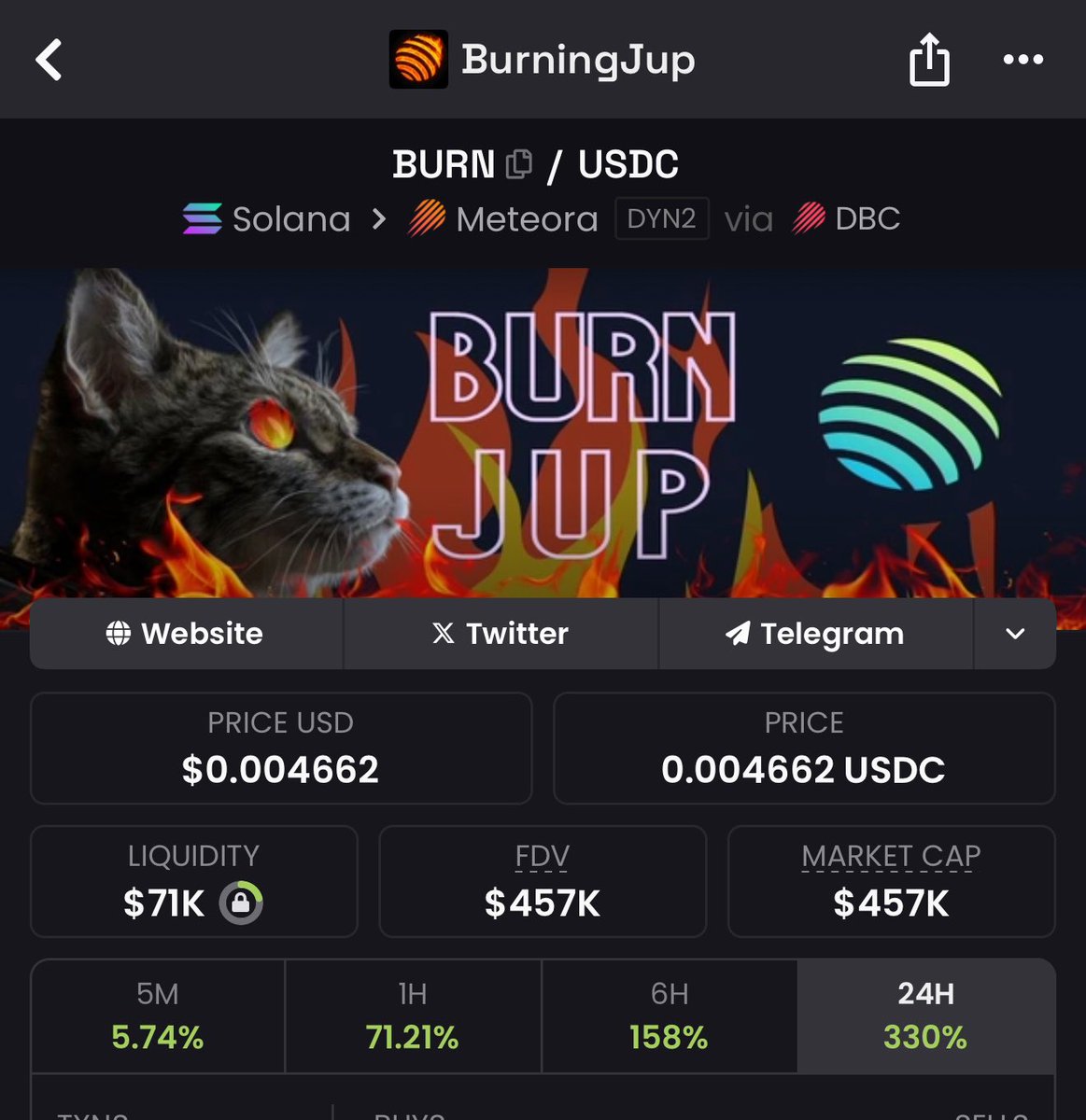 keep the fire 🔥 burning 🔥 
🐈🔥…… 

500k is about to be smashed on the charts 

2x from my first tweet….. 
$burn about to create a new ath 🚀

ROAD TO 1mill LFG 🔥