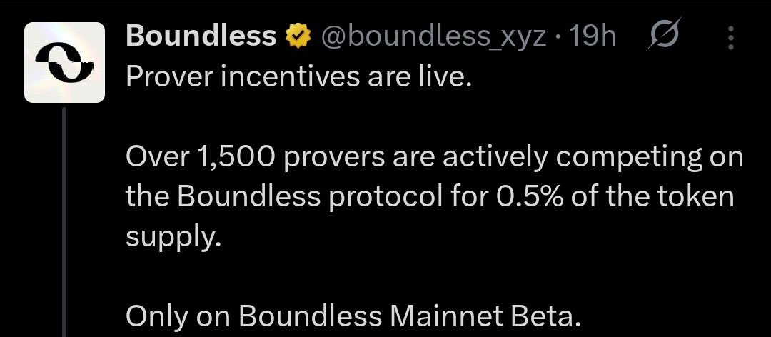 custommade_ng's tweet image. This is bullish only 1,500 provers on @boundless_xyz competing for 0.5% of the supply?
What 0.5% .
If $ZKC hits just a $500M FDV, that’s $2.5M shared between 1,500 Boundless provers.
This is a good deal right?