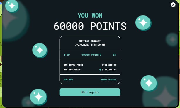 crypton11te's tweet image. I just won 60,000 points with bitFlip on Anoma thanks to @Cyber_Warriorr for his tips.🔥
If you know what you're doing, you don't need to 10x with 500 Fitcoin to get maximum rewards.
Here is how to do it.
✓ Put your leverage at 5x with 175 Fitcoin
✓ Bet with 10,000 Anoma…