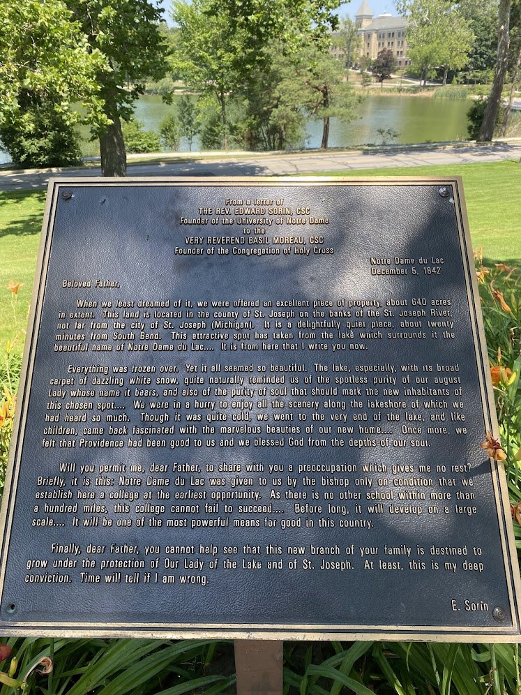 GabrielSaidR's tweet image. On the campus of @NotreDame is a plaque, overlooking St. Mary's lake, with an excerpt of Fr. Edward Sorin's famous letter to Blessed Basil Moreau. Among the bits NOT included is this incredible account of the death of Fr. Louis de Seille (d. 1837).