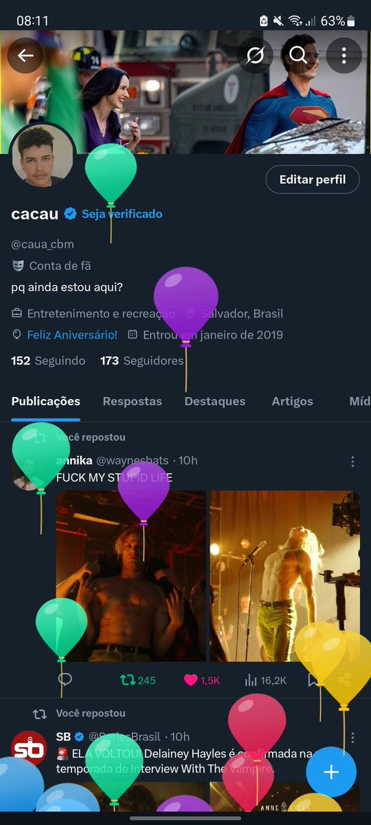 caua_cbm's tweet image. Os balões subiram!! Feliz aniversário para mim!🥳🥳❤️🫶🏼