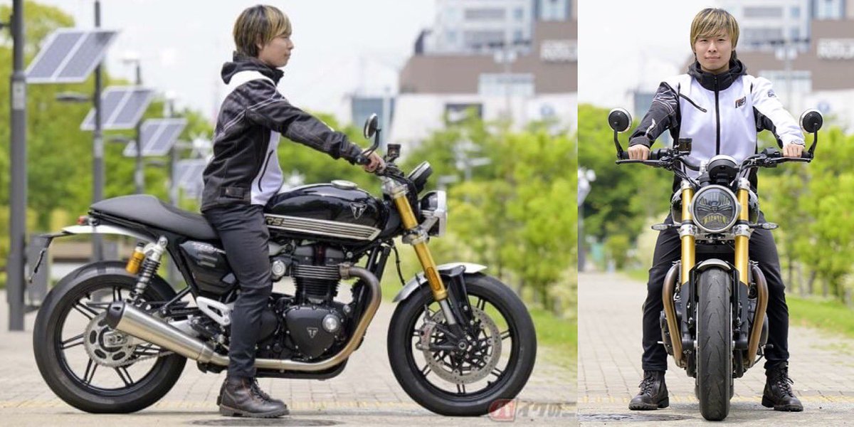 PutiMotor's tweet image. トライアンフ スピードツイン1200 RSの試乗レビュー❗️
力強いトルク感が好感触で、車体の前に蹴る力が物凄い。
カチッとした車体全体の剛性感がすごい。
クラッチが重たい。
身長165cm
【車重/シート高/タンク/出力/価格】
216kg/810mm/14.5L/105ps/2,229,000円
bike-news.jp/post/422043