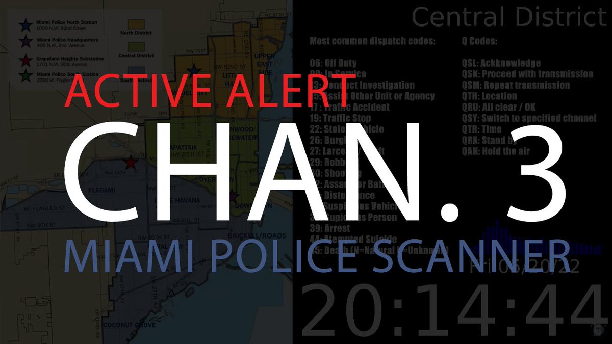 MiamiPDScanner's tweet image. ALERT: CH.3 Central 07:12:07
Police responding with lights and sirens to 1655 NW 18th St for a reported assault (32). Resident says a male is screaming and claims someone stabbed him. White male with shirt off seen at the scene. Sergeant...
Listen live: youtu.be/RnmN0BDmCd4?t=…