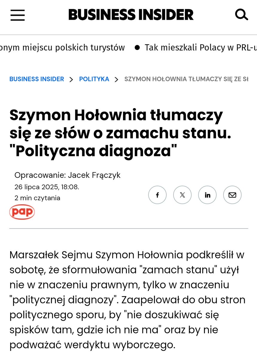 MariuszMachnik's tweet image. P. @szymon_holownia sformułowania "zamach stanu" użył nie w znaczeniu prawnym, tylko w znaczeniu "politycznej diagnozy".
Z wyprzedzeniem informuję, że kiedy nazwę p. Hołownię idiotą, to użyję tego określenia nie w znaczeniu medycznym, tylko w znaczeniu "politycznej diagnozy"...