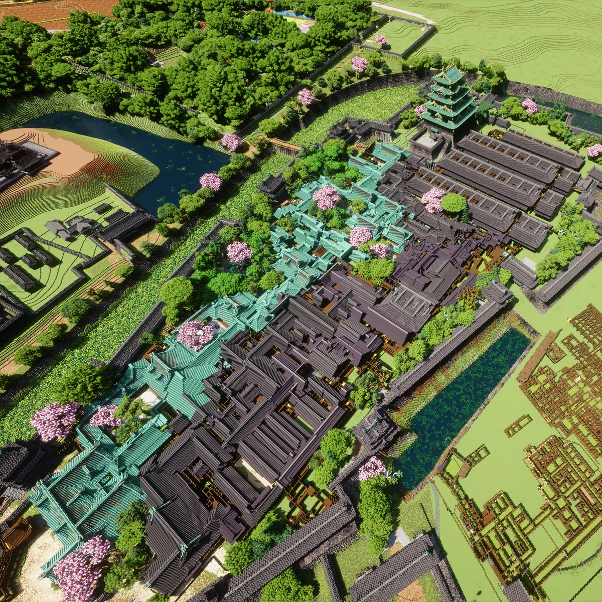 MikuNiki5471's tweet image. 制作中 江戸城鳥瞰図
#Minecraft建築コミュ #Minecraftbuilds #Minecraft #マイクラ
#和風建築