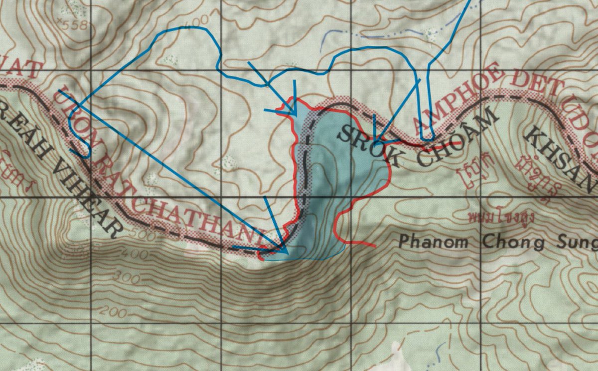 Nrg8000's tweet photo. This assessment seems to be confirmed by a statement today from the 2nd Area Army saying they recaptured all territory in the Chong An Ma area upto the line demarcated to the 50k map indicated line. This would suggest ONLY the frontline positions to the West of the town. https://t.co/8QmuDpmWT5