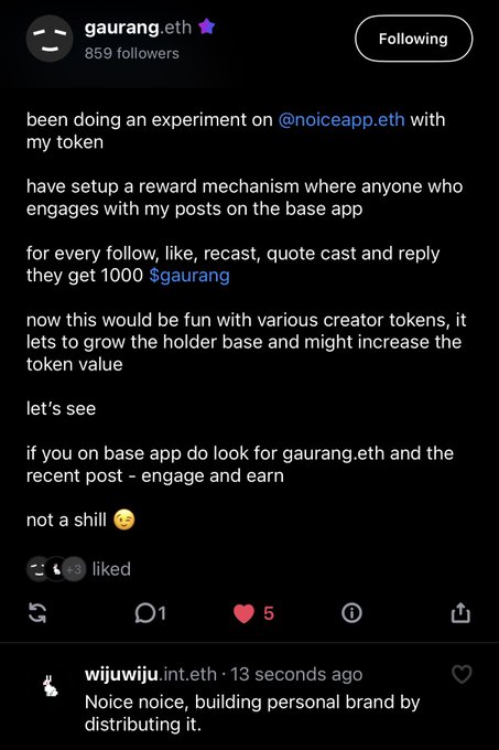 Gaurang.eth tweet screenshot showing reward mechanism
