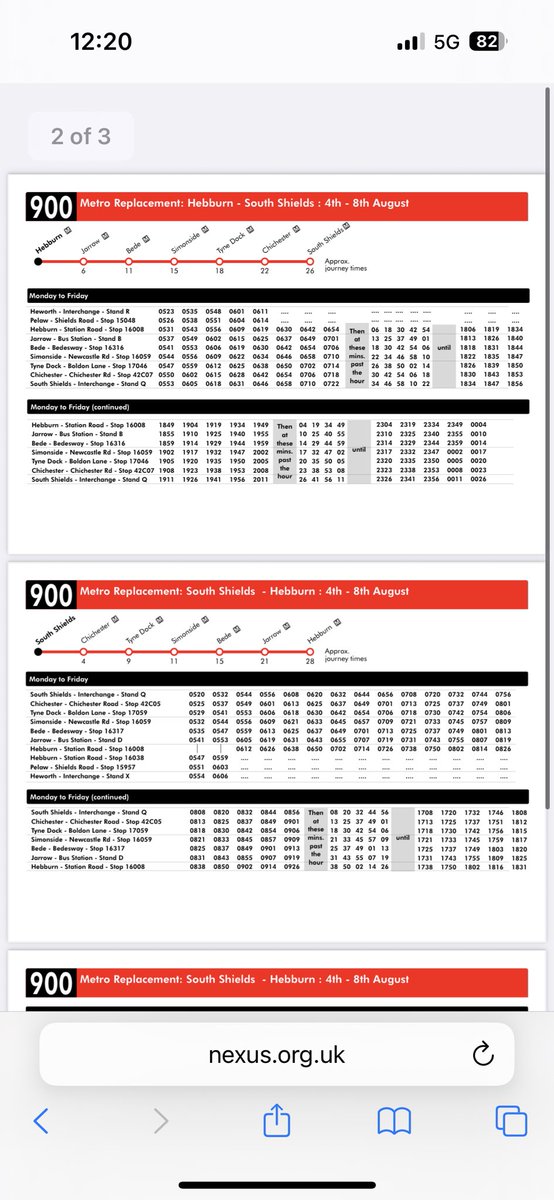 sunstormsatc's tweet photo. @My_Metro the 900 bus timetable on the website is the South Shields to Hebburn one for next week, not the North Shields-South Gosforth for this week. Any chance of the actual timetable so I can plan my route pls x x https://t.co/7vyxAHQdA9