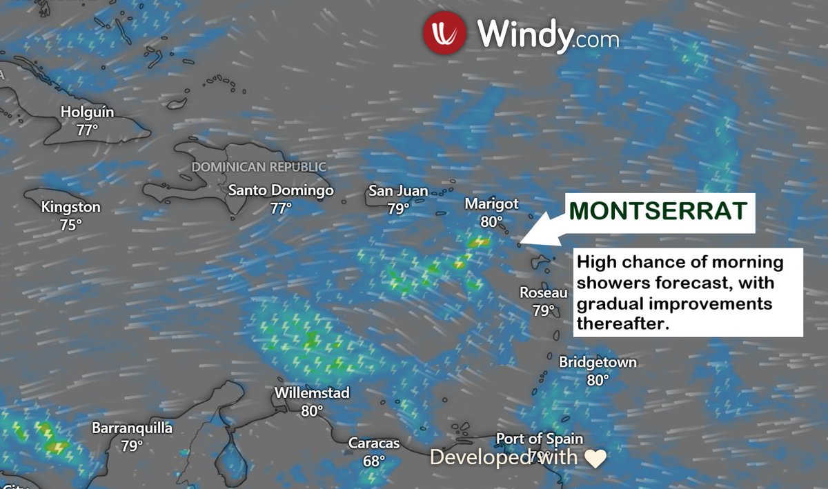 🌧️Weather Update – July 27, 2025

Lingering moisture and instability from the passage of a tropical wave, along with another tropical wave approaching the area later this evening, are currently triggering showers and thunderstorms across Montserrat.

📡 Stay informed.
