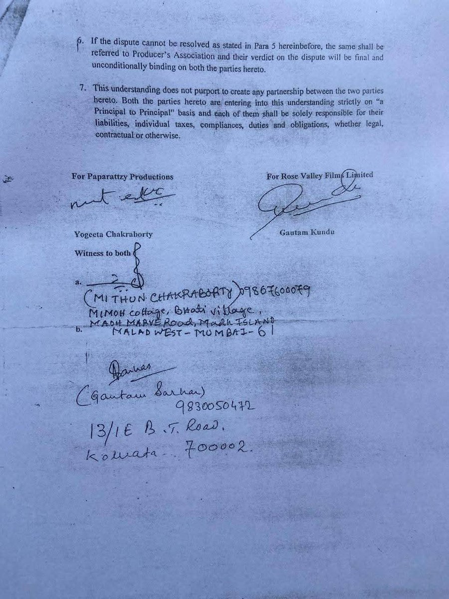 konkomaji's tweet image. Mithun Chakraborty had a business agreement with Rose Valley not just an actor's payment model but a partnership contract signed by both Mithun Da and his wife Yogita Chakraborty.
1. Is this true?
2. If yes, did Mithun Da have other commercial ties with Rose Valley?
3. How…