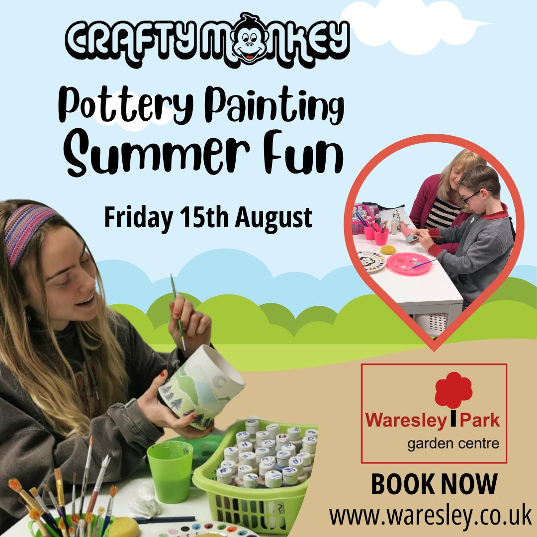 MyCraftyMonkey's tweet image. Join us on Friday, 15th August at 11 am for a delightful pottery painting session at Waresley Park garden centre.
waresley.co.uk/events
#potterypainting #potterypaintingstudio #paintyourownpottery #creativeactivities #creativethingstodo #potterystudio #ceramicpainting #stneots