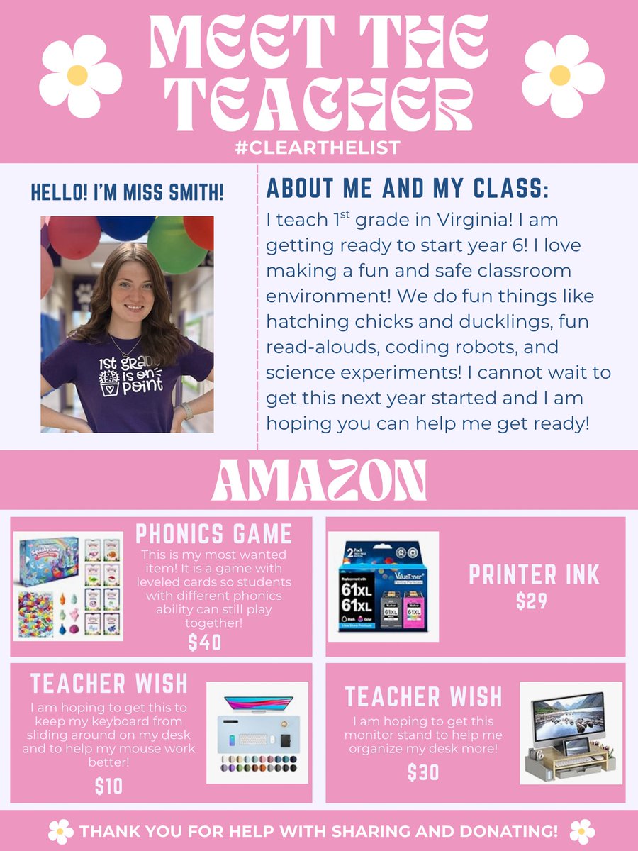 TeachWithRiss's tweet image. Teacher list drop while I clean the house pt. 3!
I am REALLY HOPING to get the phonics game, Squishyland! It comes with different level cards so any of my students can play together no matter their reading ability!
Any help is appreciated!
#clearthelist
amazon.com/hz/wishlist/ls…