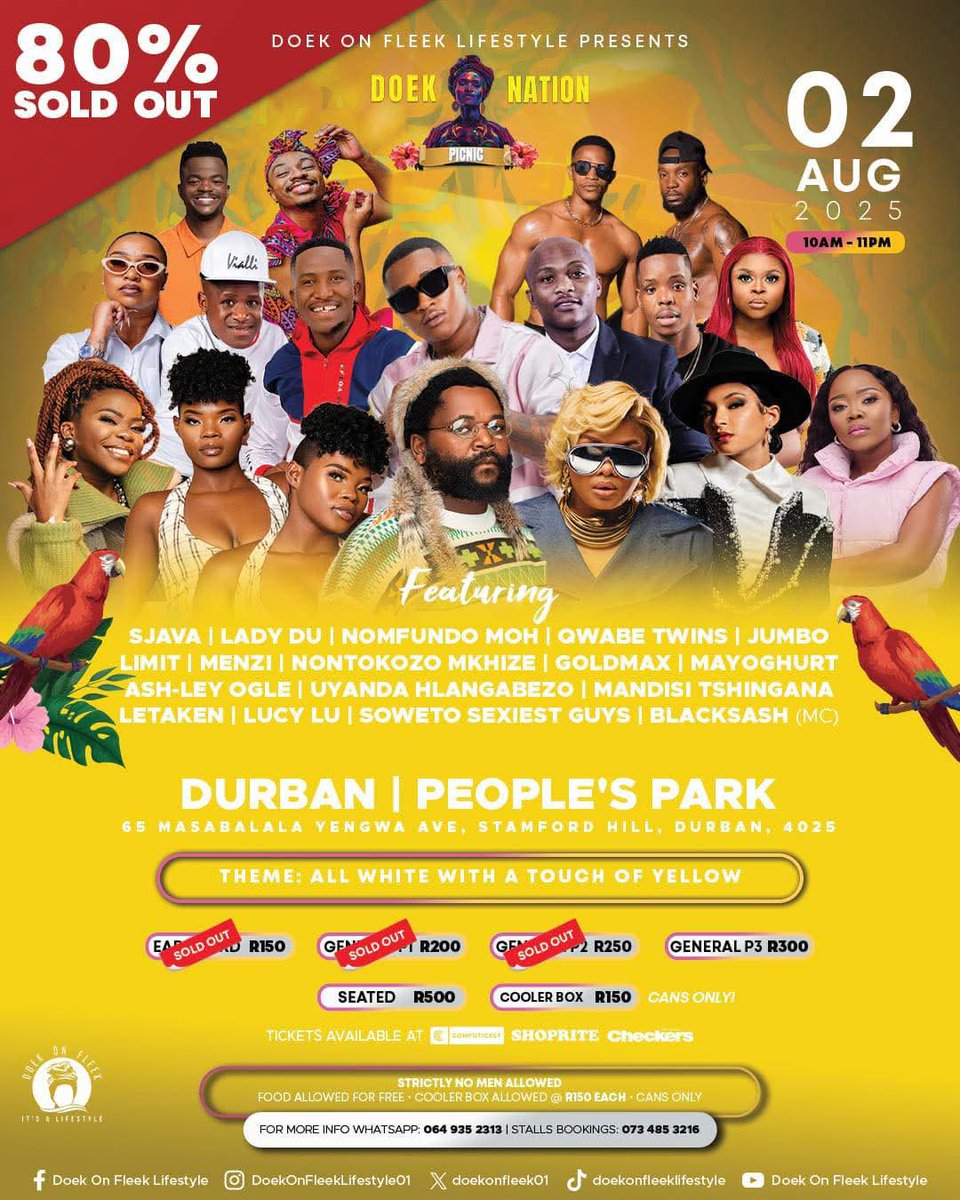 doekonfleek01's tweet image. 💛 We Are Almost There! 💛
Date 📆: Saturday 02 August 2025
📍Venue: People’s Park
Theme👗: All white with a touch of Yellow
👉Follow link to Get your tickets 🎫
shorturl.at/oOZ7z
@MaddieOgle
@Ladydu_sa @Sjava_atm @Nomfundo_Moh @qwabe_galz @Uyanda_20 @KingFreezySA