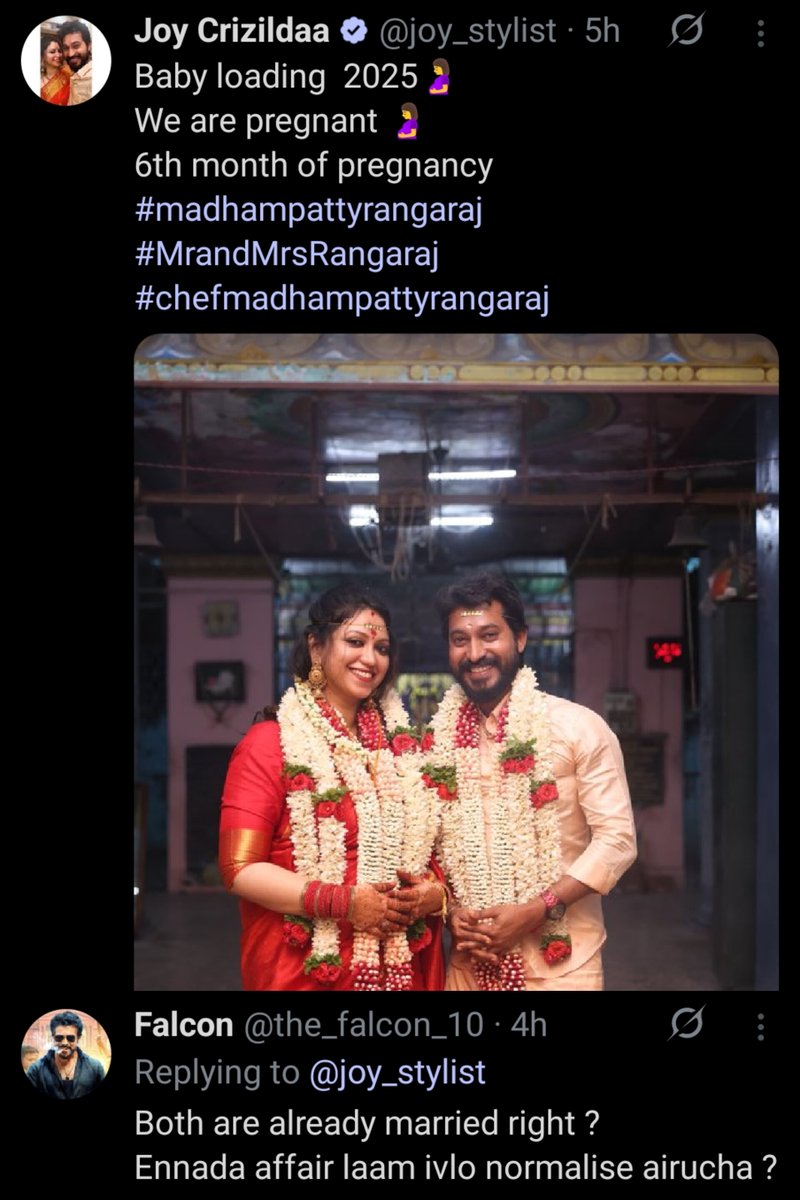 BhimROCKY's tweet image. பணம் சேர்ந்ததும் புத்தி மாறிடிச்சு
இரண்டு பேருக்கு இரண்டாம் திருமணம்
அதுவும் விவாகரத்து வாங்காமலயே!
#madhampattyrangaraj #madhampatty