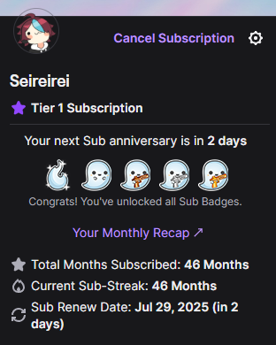 Deca900's tweet image. 46 and 44 months being subscribe to these two, they don't even stream anymore LOL