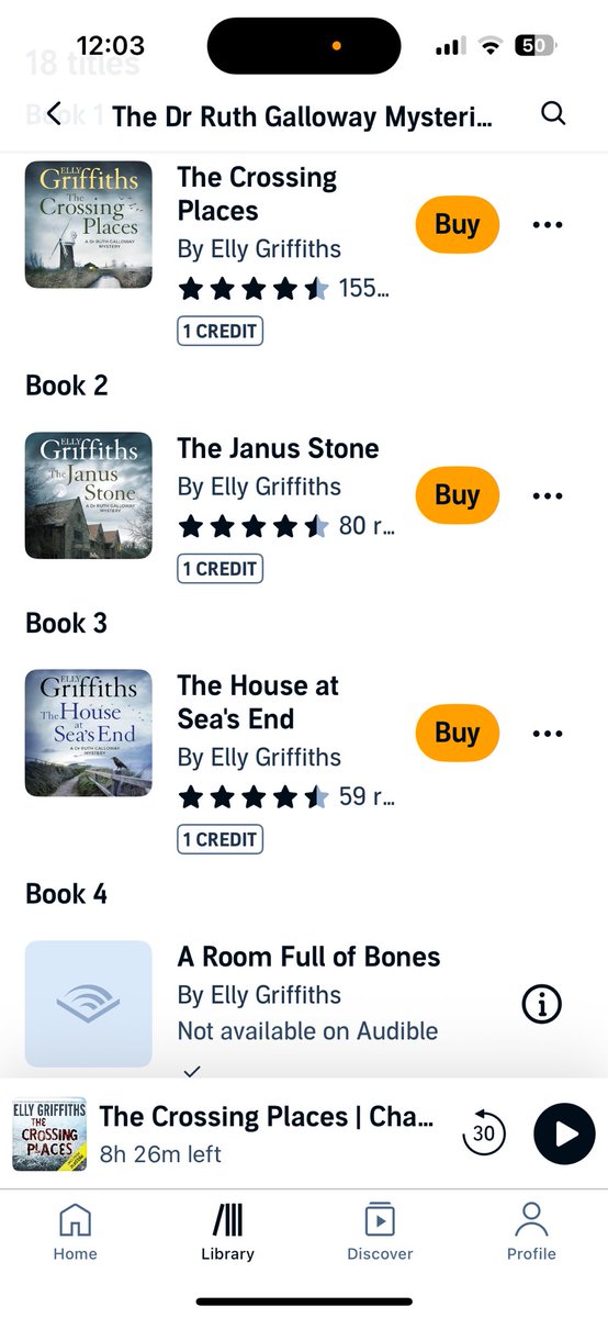 lucindahawksley's tweet image. Hello @ellygriffiths & @QuercusBooks - are you aware there is an issue with @audibleuk & the first 4 Ruth books? I own them, but Audible persists in trying to make me pay if I want to re listen. It seems there is an issue you may want to get them to resolve (I’m giving up!).