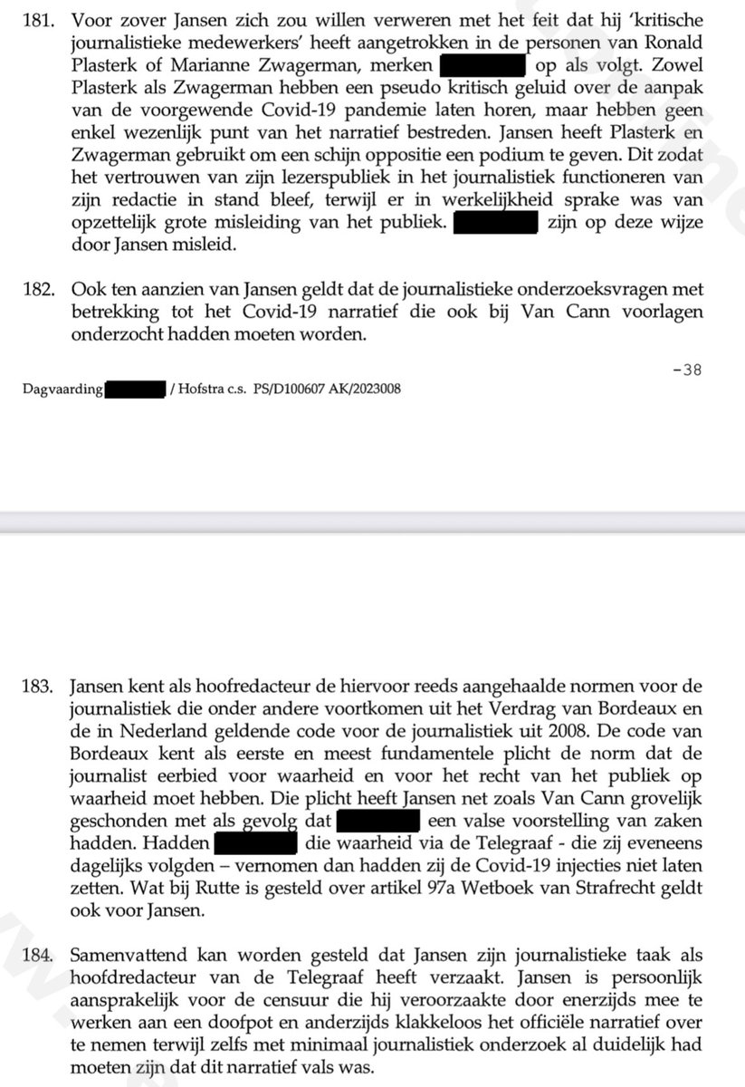 PaulvanHoek2021's tweet image. Over Paul Jansen, hoofdredacteur van de Telegraaf in de dagvaarding van Arno van Kessel: