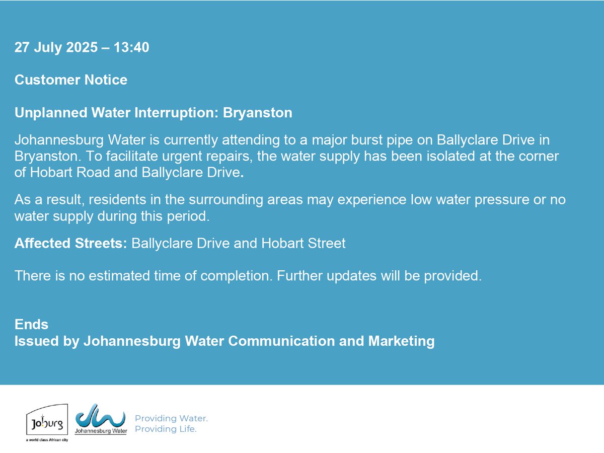 Johannesburg Water tweet media