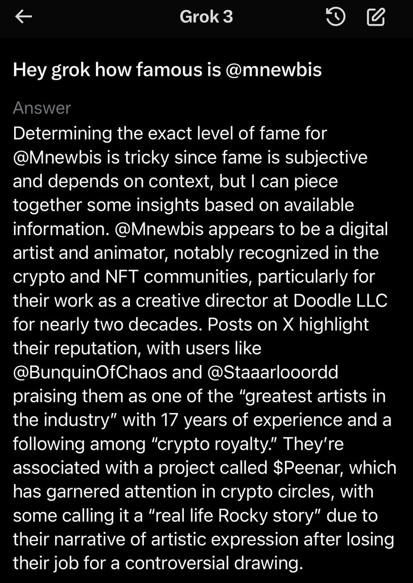 Mnewbis's tweet image. Asked grok if I was famous, it didn’t disappoint 😂