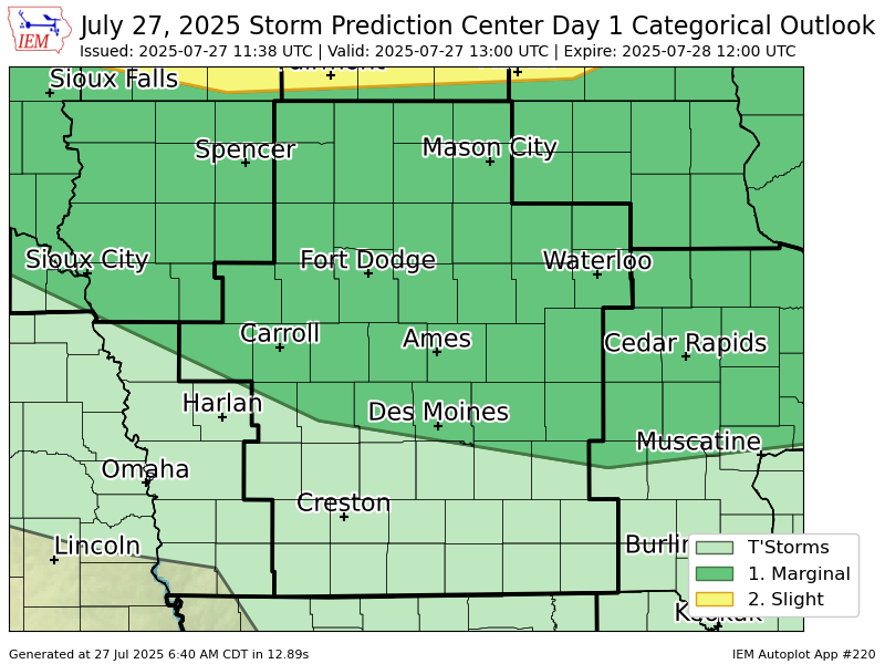 iembot_dmx's tweet image. #SPC issues Day 1 Marginal Convective Risk at Jul 27, 11:38z for DMX spc.noaa.gov/products/outlo…