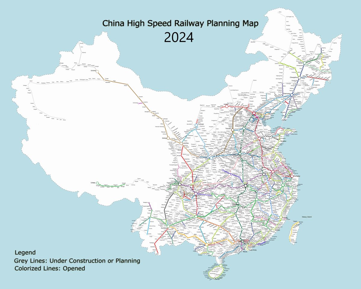 ruffleseed's tweet image. China high speed railway in 2024. Cities are like interchanges for them. Can go anywhere with 1 ticket.