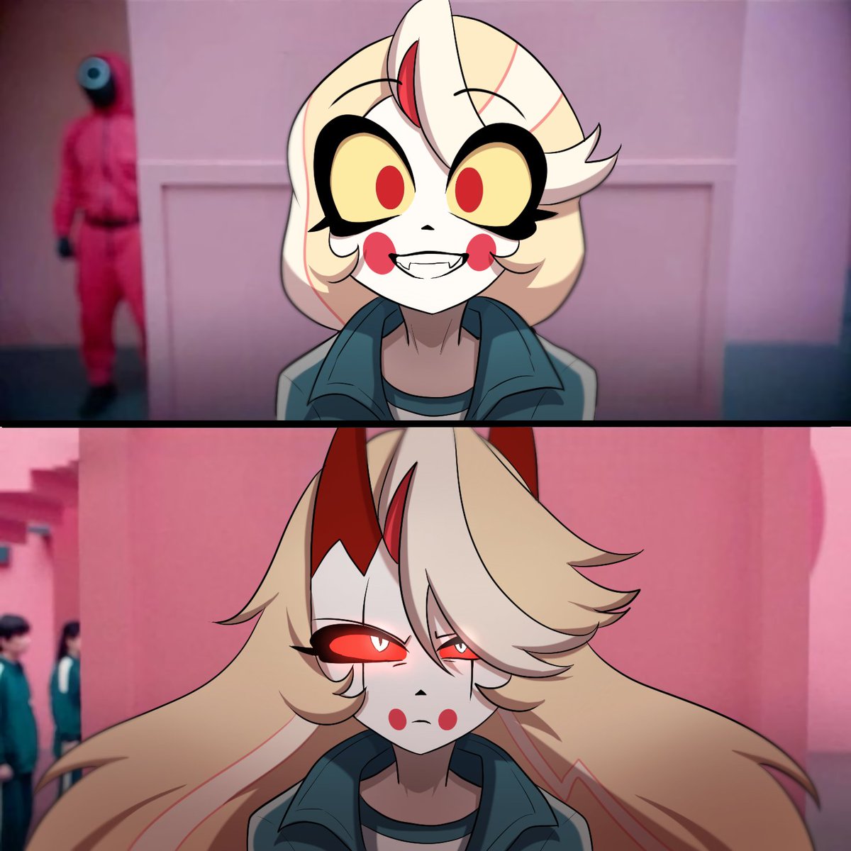 whatca4's tweet image. Squid Game (repost)
#HazbinHotel 
#HazbinHotelFanart